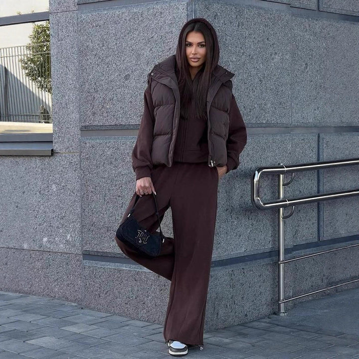 Kvinnors avslappnade hoodie topp och vida byxor set-Eva Jonsson