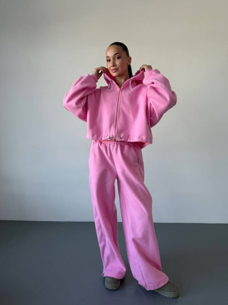 Kvinnors avslappnade hoodie träningsoverall med lösa byxor och sidoremsa Mirla-Eva Jonsson