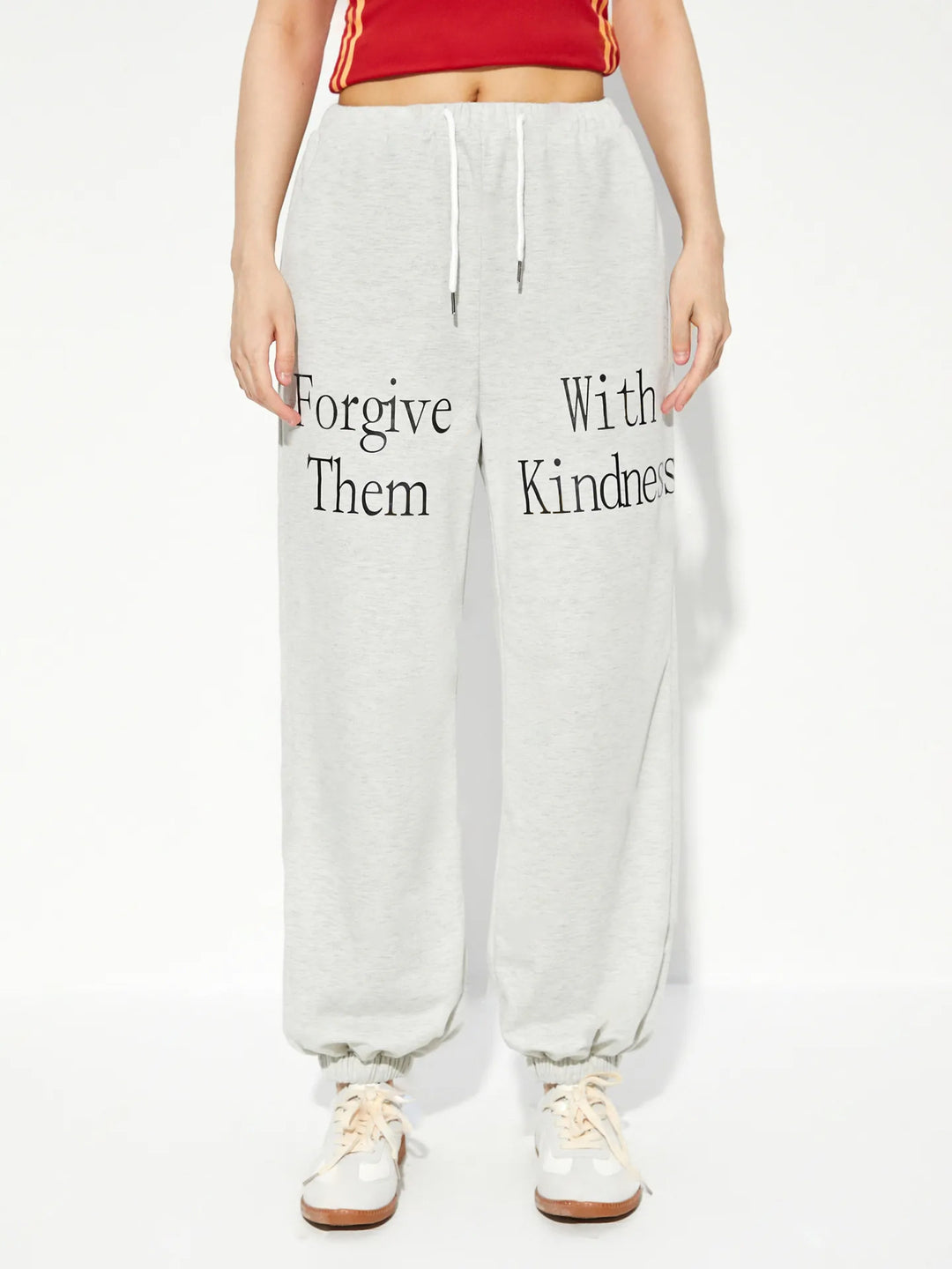 Kvinnors avslappnade joggers med grafiskt tryck och elastisk midjeband Mirla-Eva Jonsson