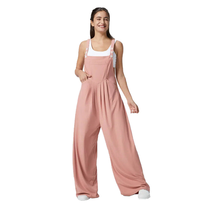 Kvinnors avslappnade jumpsuit med breda ben och elegant knappdetalj Mirla-Eva Jonsson