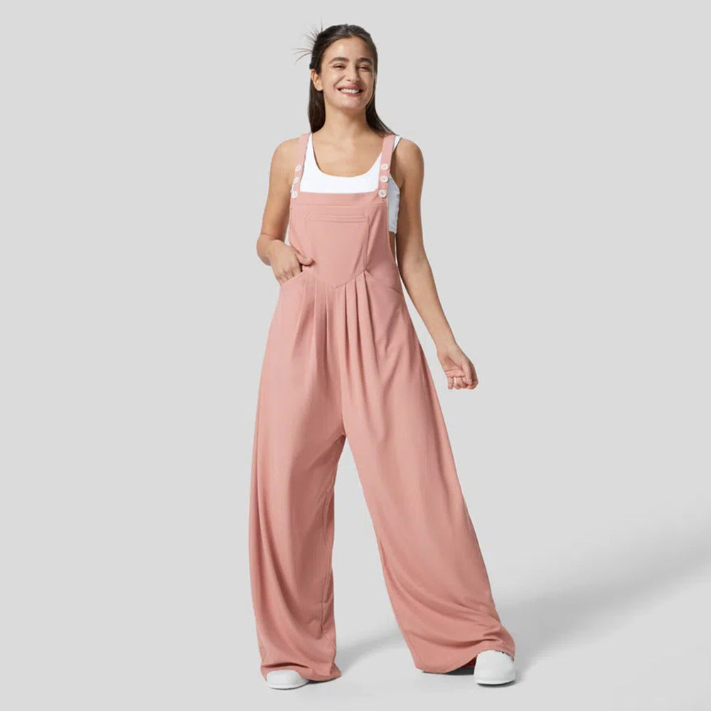 Kvinnors avslappnade jumpsuit med breda ben och elegant knappdetalj Mirla-Eva Jonsson