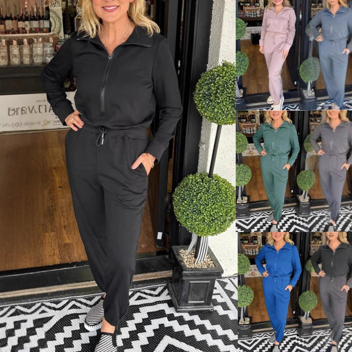 Kvinnors avslappnade jumpsuit med stilren ståkrage och praktiska fickor Mirla-Eva Jonsson