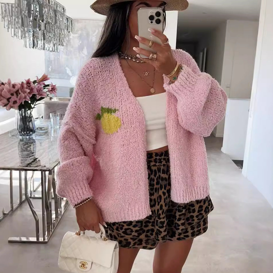 Kvinnors avslappnade kavaj med glatt fruktdesign och oversized passform Mirla-Eva Jonsson