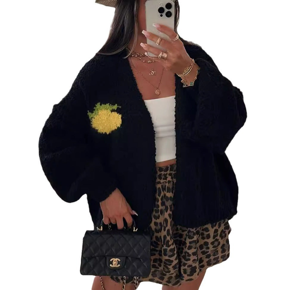 Kvinnors avslappnade kavaj med glatt fruktdesign och oversized passform Mirla-Eva Jonsson
