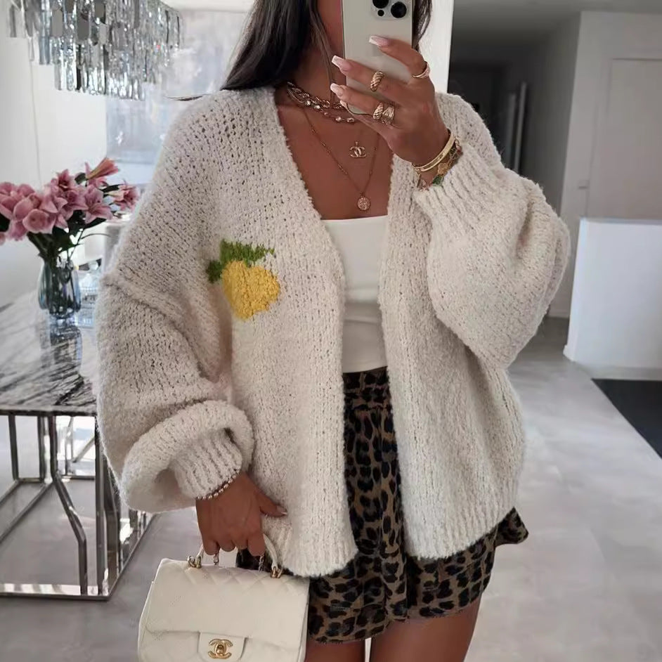 Kvinnors avslappnade kavaj med glatt fruktdesign och oversized passform Mirla-Eva Jonsson