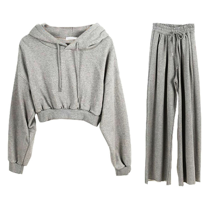 Kvinnors avslappnade kort hoodie med breda byxor set Mirla-Eva Jonsson