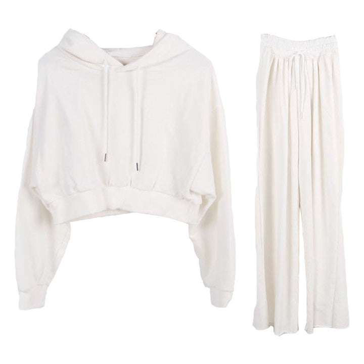 Kvinnors avslappnade kort hoodie med breda byxor set Mirla-Eva Jonsson