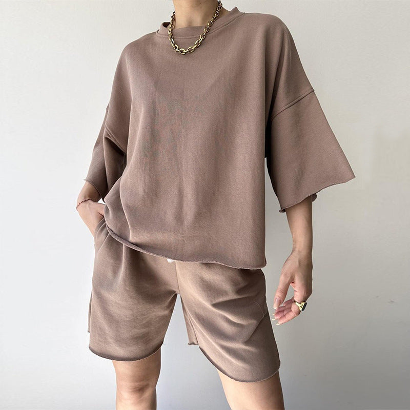 Kvinnors avslappnade kortärmad topp och shorts set Mirla-Eva Jonsson