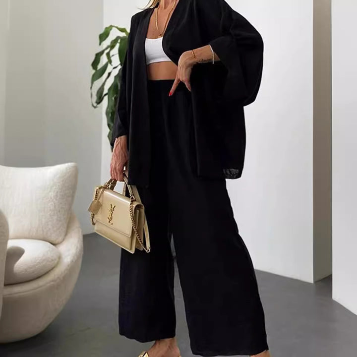 Kvinnors avslappnade lounge set med vida ärmar och elastisk midja Mirla-Eva Jonsson