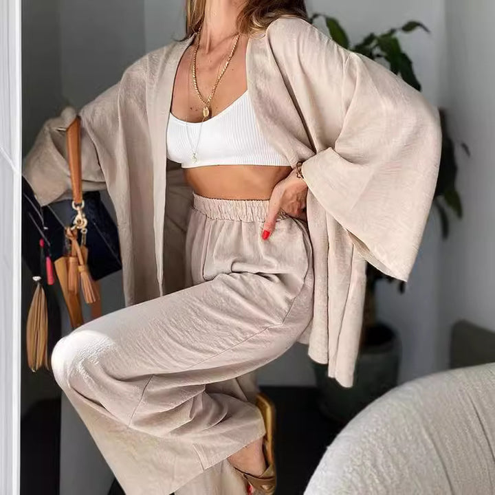 Kvinnors avslappnade lounge set med vida ärmar och elastisk midja Mirla-Eva Jonsson