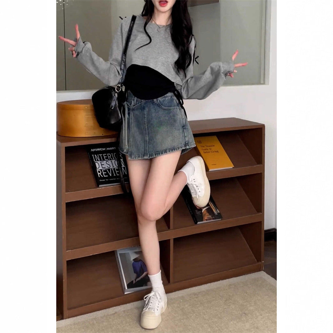 Kvinnors avslappnade oversized cropped topp med trendiga knytband Mirla-Eva Jonsson