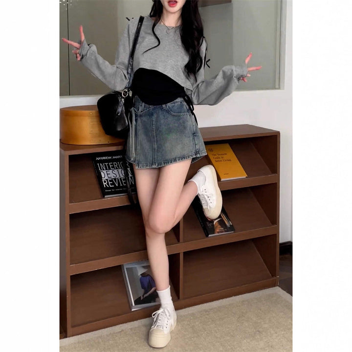 Kvinnors avslappnade oversized cropped topp med trendiga knytband Mirla-Eva Jonsson