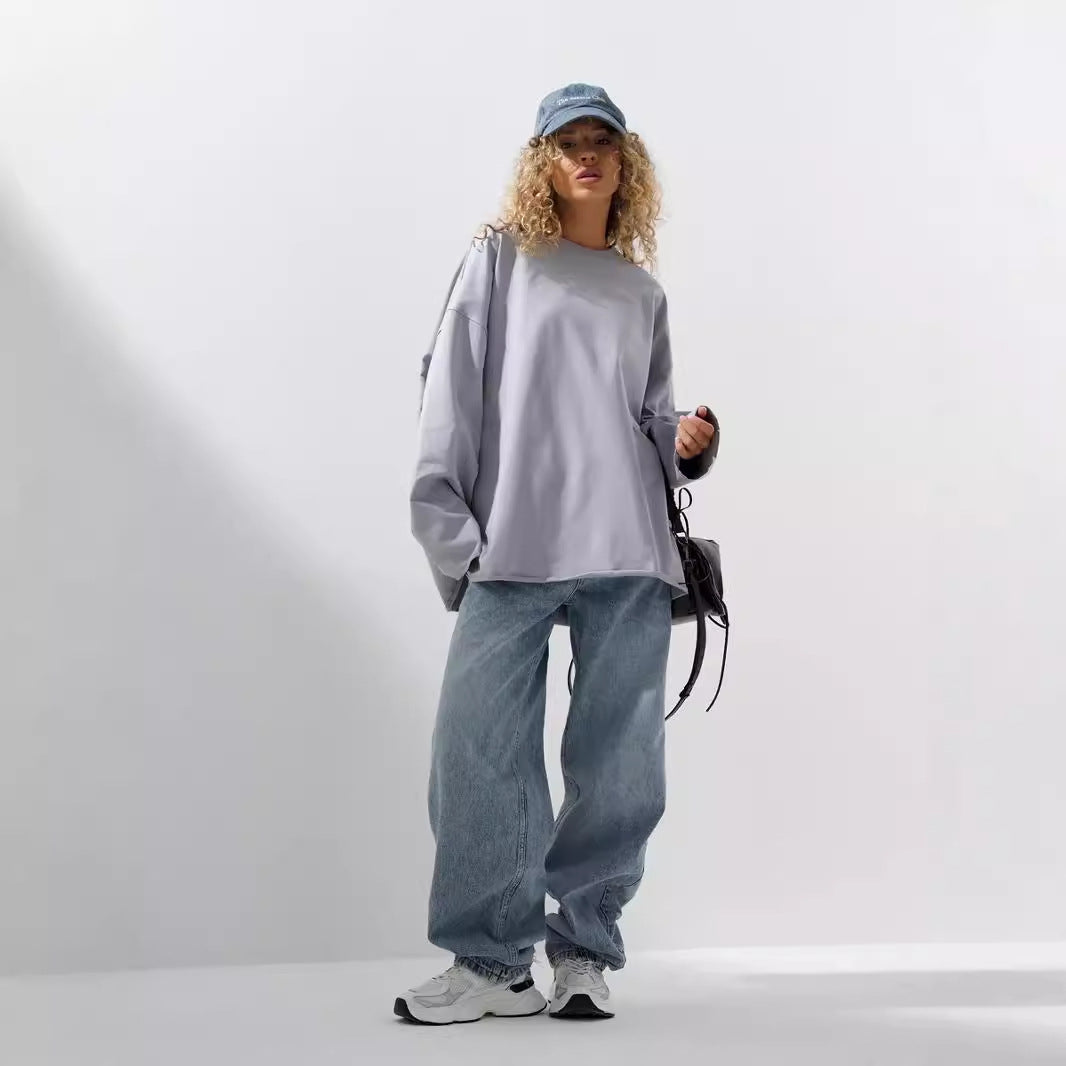 Kvinnors avslappnade oversized sweatshirt med droppad axelsöm Mirla-Eva Jonsson