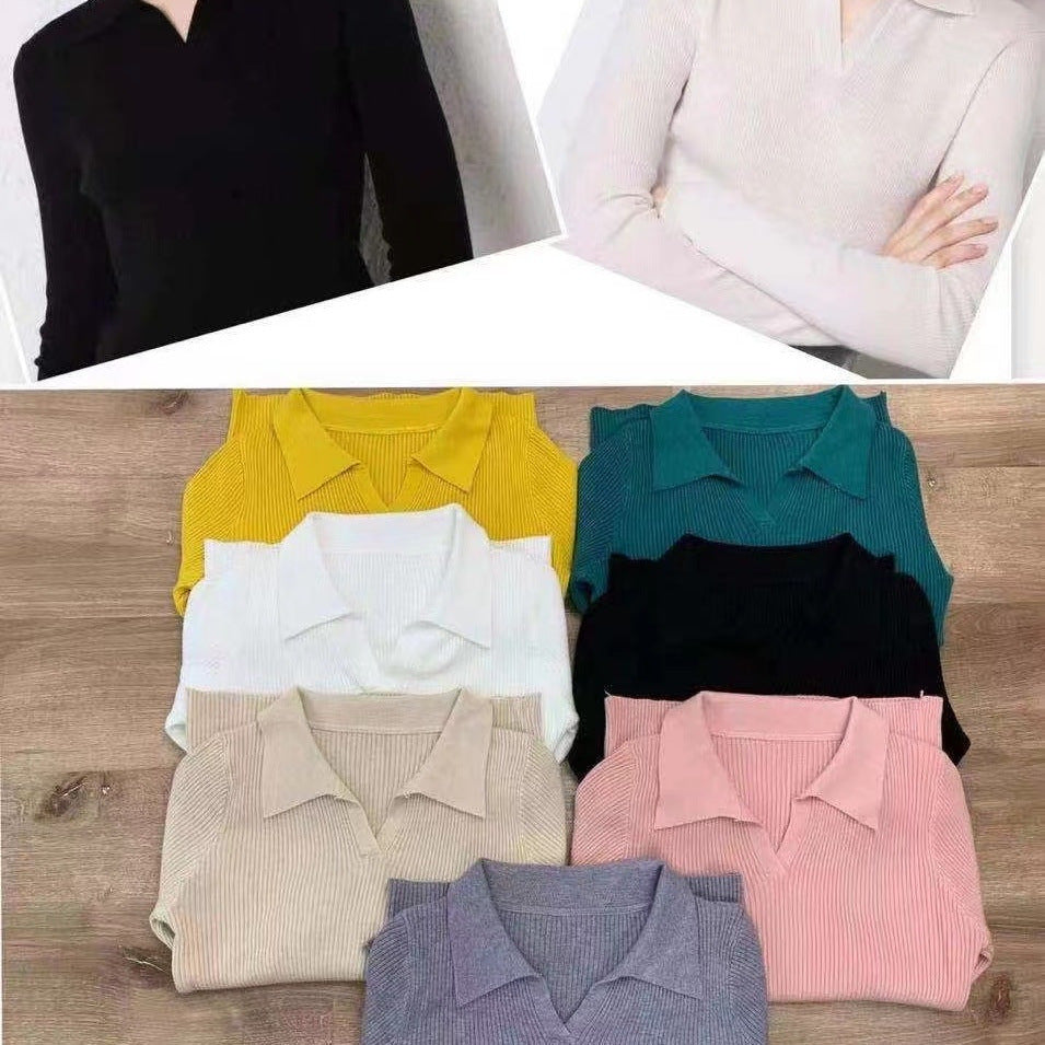 Kvinnors avslappnade polo tröja med fina ribbade strukturer Mirla-Eva Jonsson