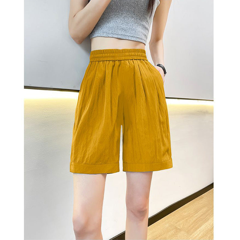 Kvinnors avslappnade shorts med elastisk midja och sidofickor-Eva Jonsson