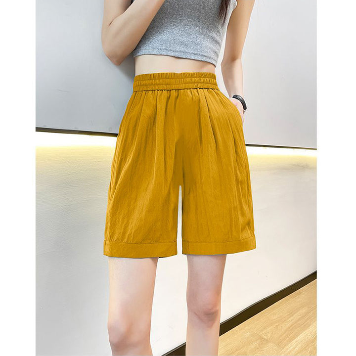 Kvinnors avslappnade shorts med elastisk midja och sidofickor-Eva Jonsson