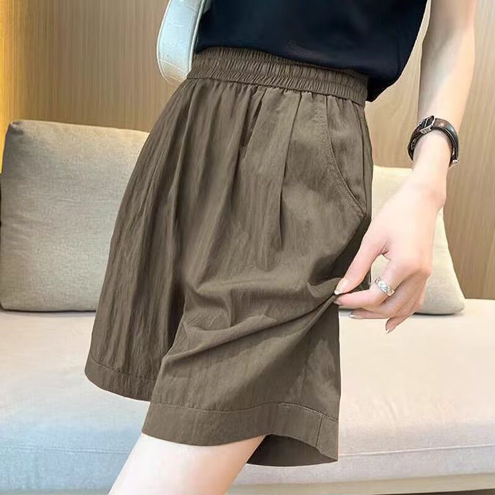 Kvinnors avslappnade shorts med elastisk midja och sidofickor-Eva Jonsson