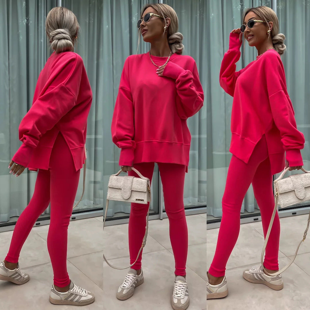 Kvinnors avslappnade sport lounge set med löst sweatshirt och figurnära leggings Mirla-Eva Jonsson