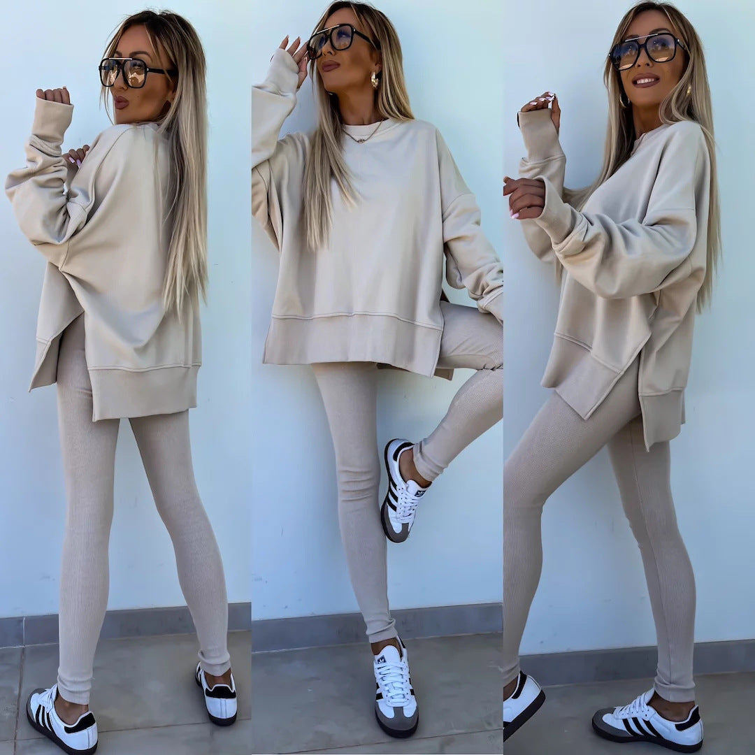 Kvinnors avslappnade sport lounge set med löst sweatshirt och figurnära leggings Mirla-Eva Jonsson
