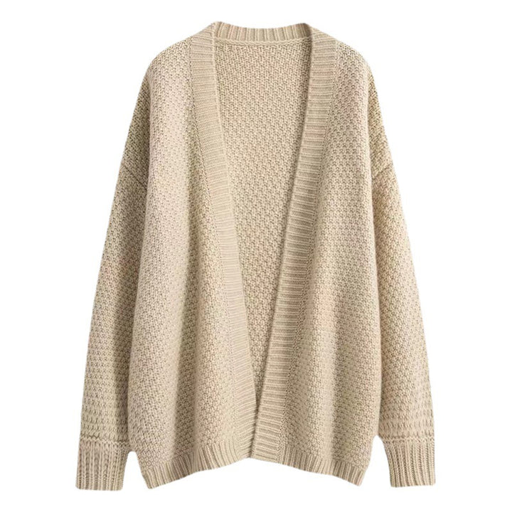 Kvinnors avslappnade stickad cardigan med oversized passform och speciella texturer Mirla-Eva Jonsson