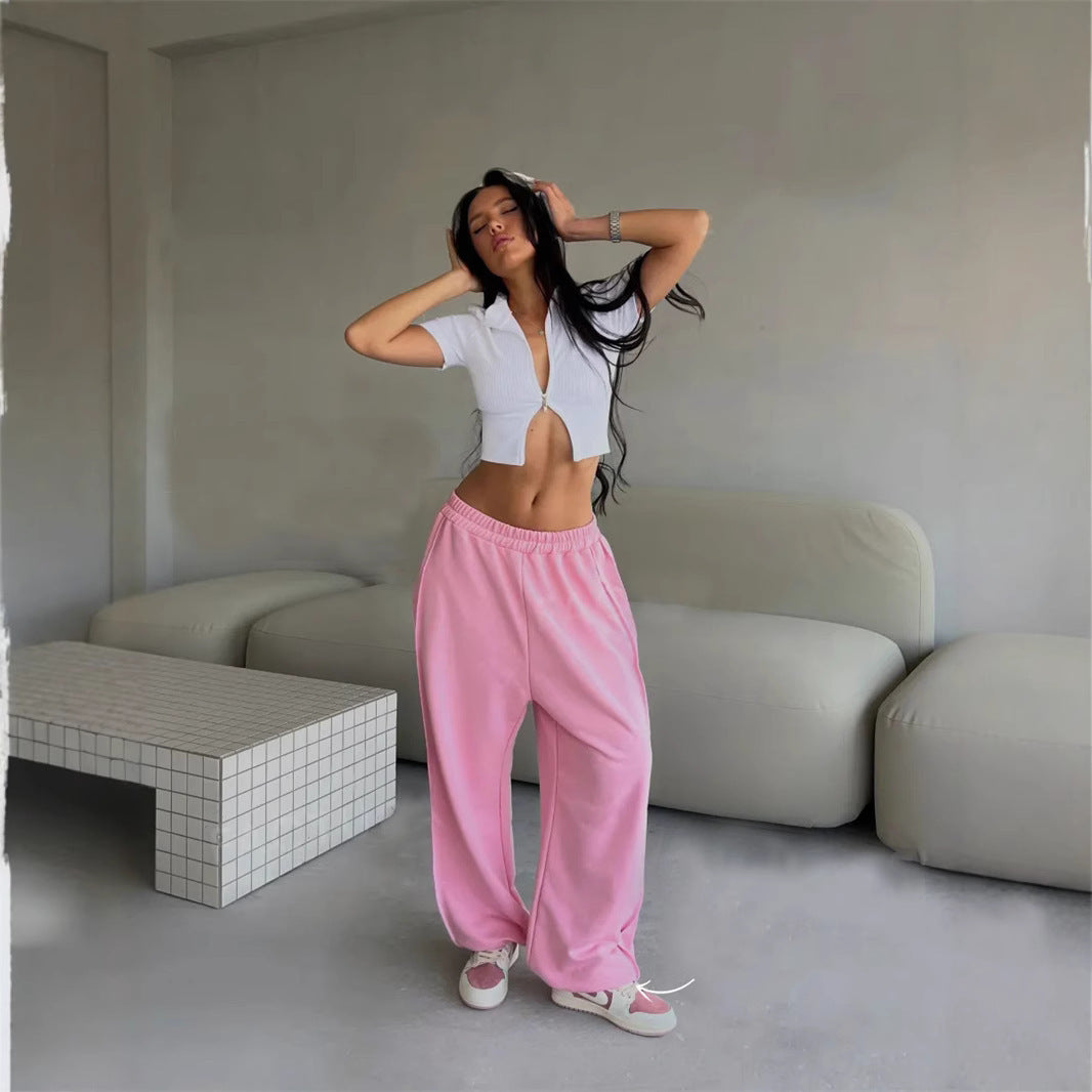 Kvinnors avslappnade sweatpants med breda ben och elastiskt midjeband Mirla-Eva Jonsson