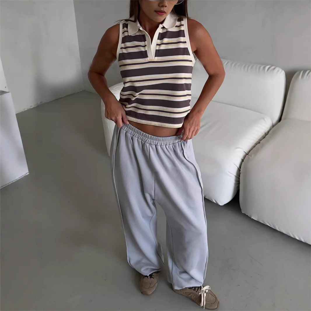 Kvinnors avslappnade sweatpants med breda ben och elastiskt midjeband Mirla-Eva Jonsson