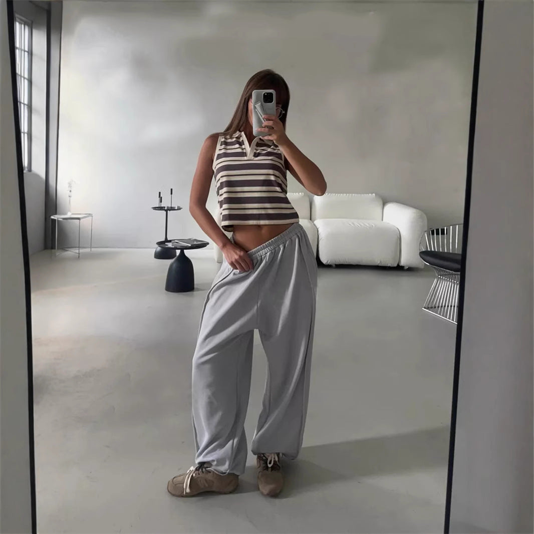Kvinnors avslappnade sweatpants med breda ben och elastiskt midjeband Mirla-Eva Jonsson