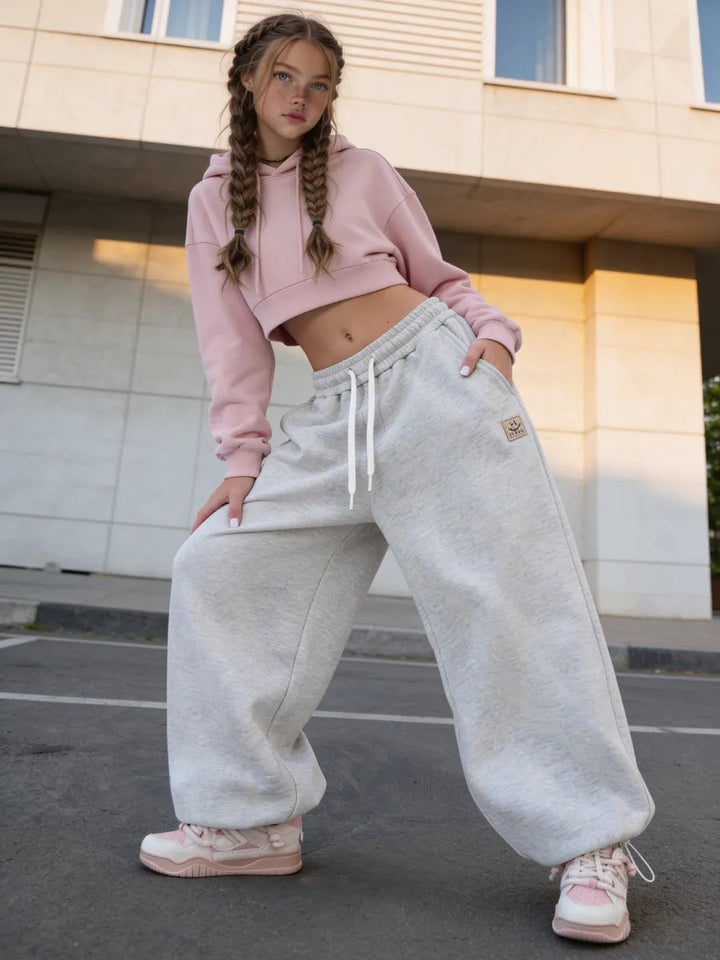 Kvinnors avslappnade sweatpants med elastisk midja och bred passform-Eva Jonsson