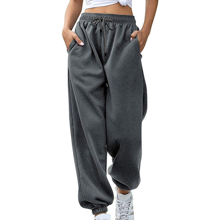 Kvinnors avslappnade sweatpants med hög midja och sid dragkedjefickor Mirla-Eva Jonsson