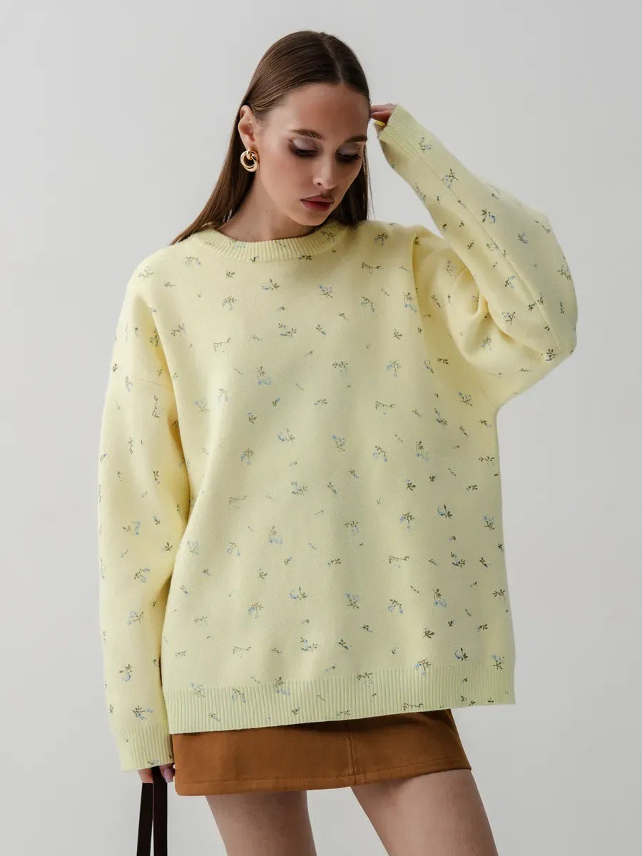 Kvinnors avslappnade sweatshirt med blommönster och oversized passform Mirla-Eva Jonsson