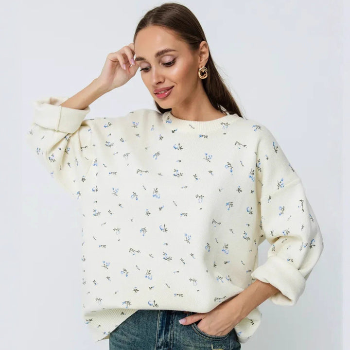 Kvinnors avslappnade sweatshirt med blommönster och oversized passform Mirla-Eva Jonsson