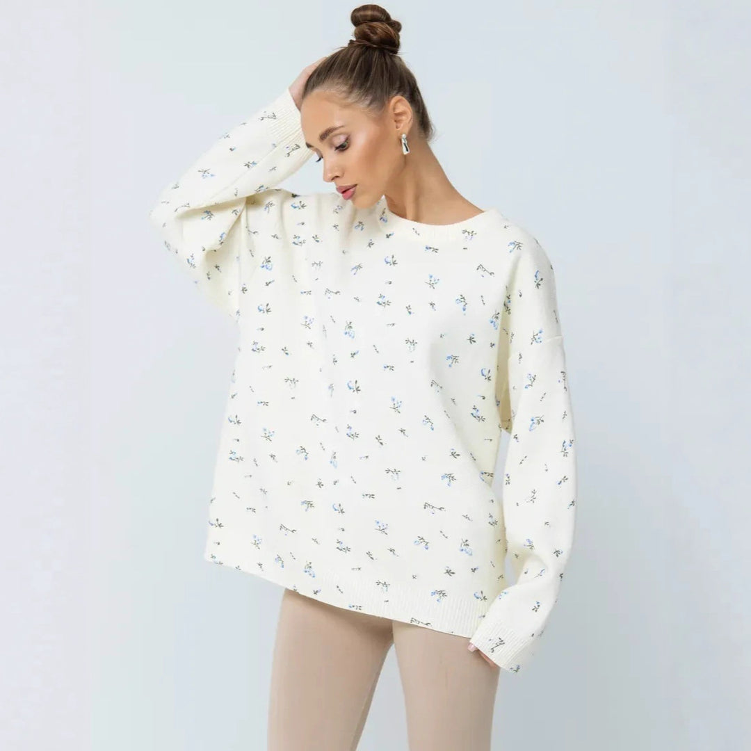 Kvinnors avslappnade sweatshirt med blommönster och oversized passform Mirla-Eva Jonsson