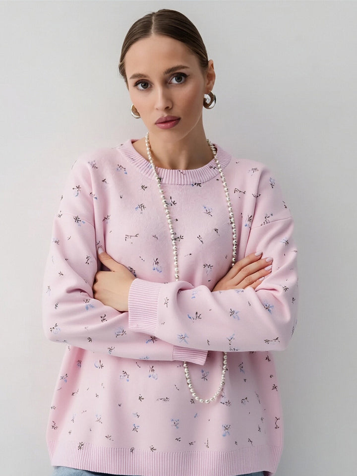 Kvinnors avslappnade sweatshirt med blommönster och oversized passform Mirla-Eva Jonsson