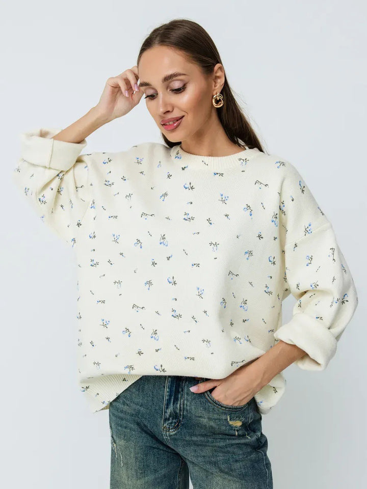 Kvinnors avslappnade sweatshirt med blommönster och oversized passform Mirla-Eva Jonsson