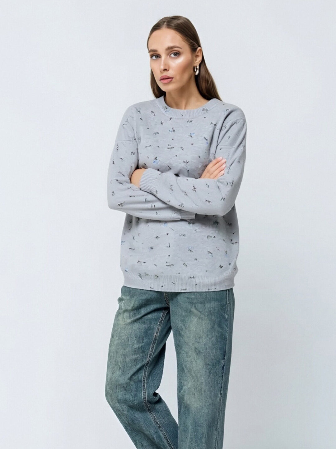 Kvinnors avslappnade sweatshirt med blommönster och oversized passform Mirla-Eva Jonsson
