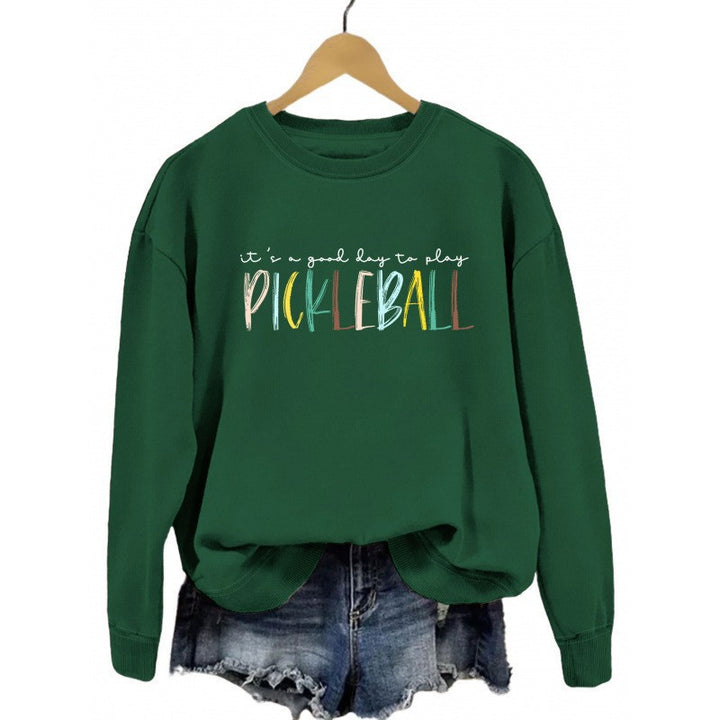 Kvinnors avslappnade sweatshirt med färggrafisk pickleball tryck Mirla-Eva Jonsson