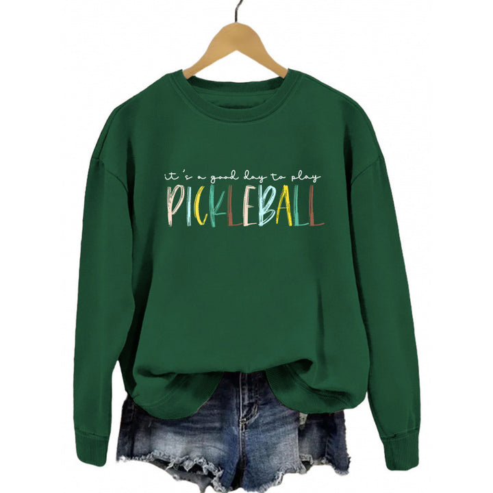 Kvinnors avslappnade sweatshirt med färggrafisk pickleball tryck Mirla-Eva Jonsson