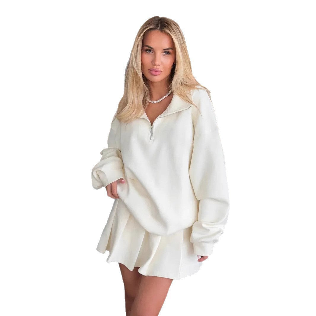 Kvinnors avslappnade sweatshirt med full dragkedja och oversized skärning Mirla-Eva Jonsson
