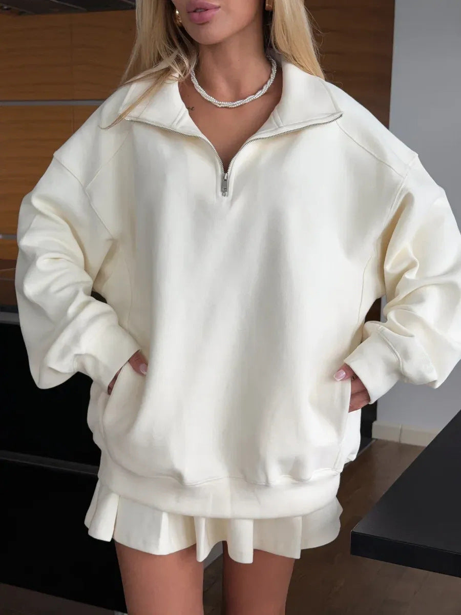 Kvinnors avslappnade sweatshirt med full dragkedja och oversized skärning Mirla-Eva Jonsson