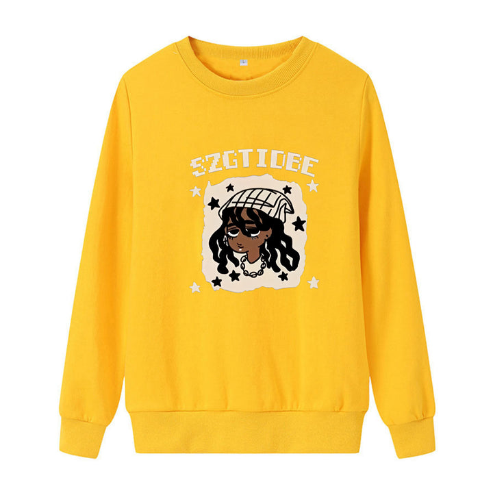 Kvinnors avslappnade sweatshirt med konstnärligt tryck Mirla-Eva Jonsson