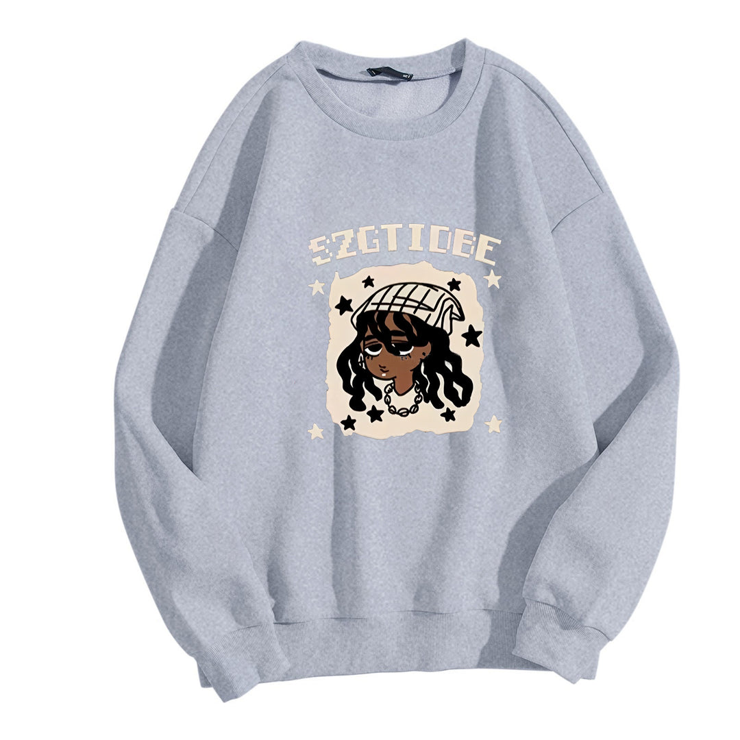 Kvinnors avslappnade sweatshirt med konstnärligt tryck Mirla-Eva Jonsson