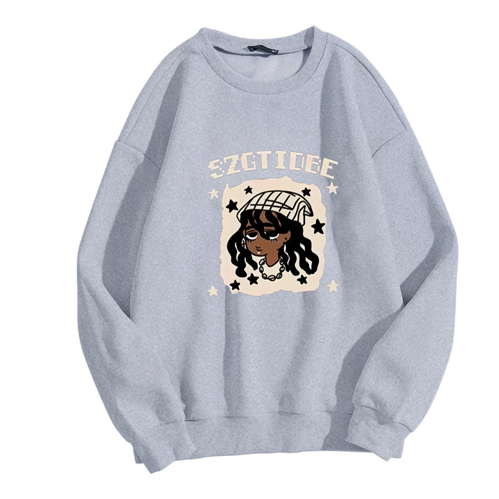 Kvinnors avslappnade sweatshirt med konstnärligt tryck Mirla-Eva Jonsson