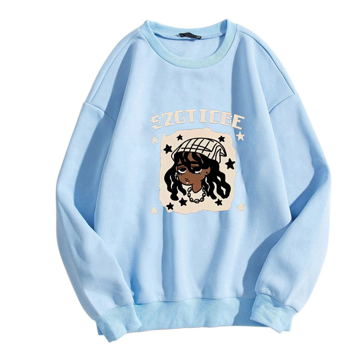 Kvinnors avslappnade sweatshirt med konstnärligt tryck Mirla-Eva Jonsson