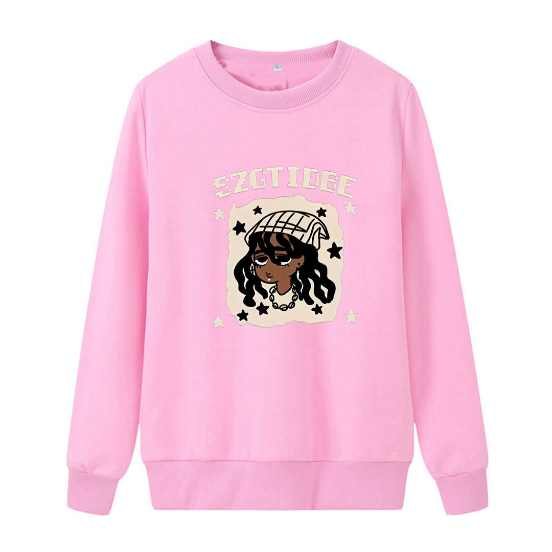 Kvinnors avslappnade sweatshirt med konstnärligt tryck Mirla-Eva Jonsson