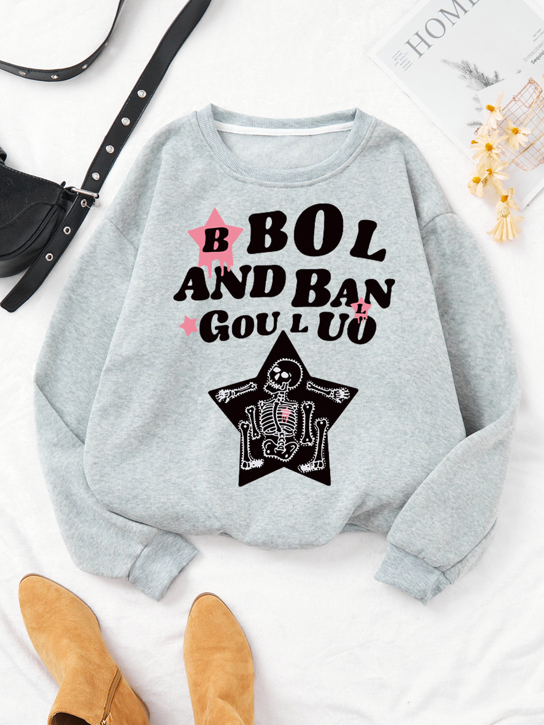 Kvinnors avslappnade sweatshirt med kreativ skelettdesign Mirla-Eva Jonsson