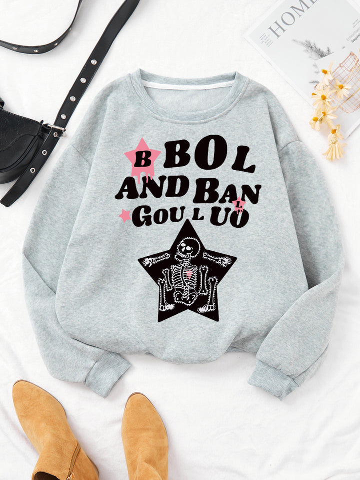 Kvinnors avslappnade sweatshirt med kreativ skelettdesign Mirla-Eva Jonsson