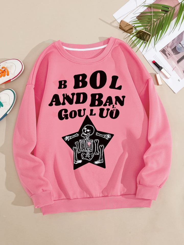 Kvinnors avslappnade sweatshirt med kreativ skelettdesign Mirla-Eva Jonsson
