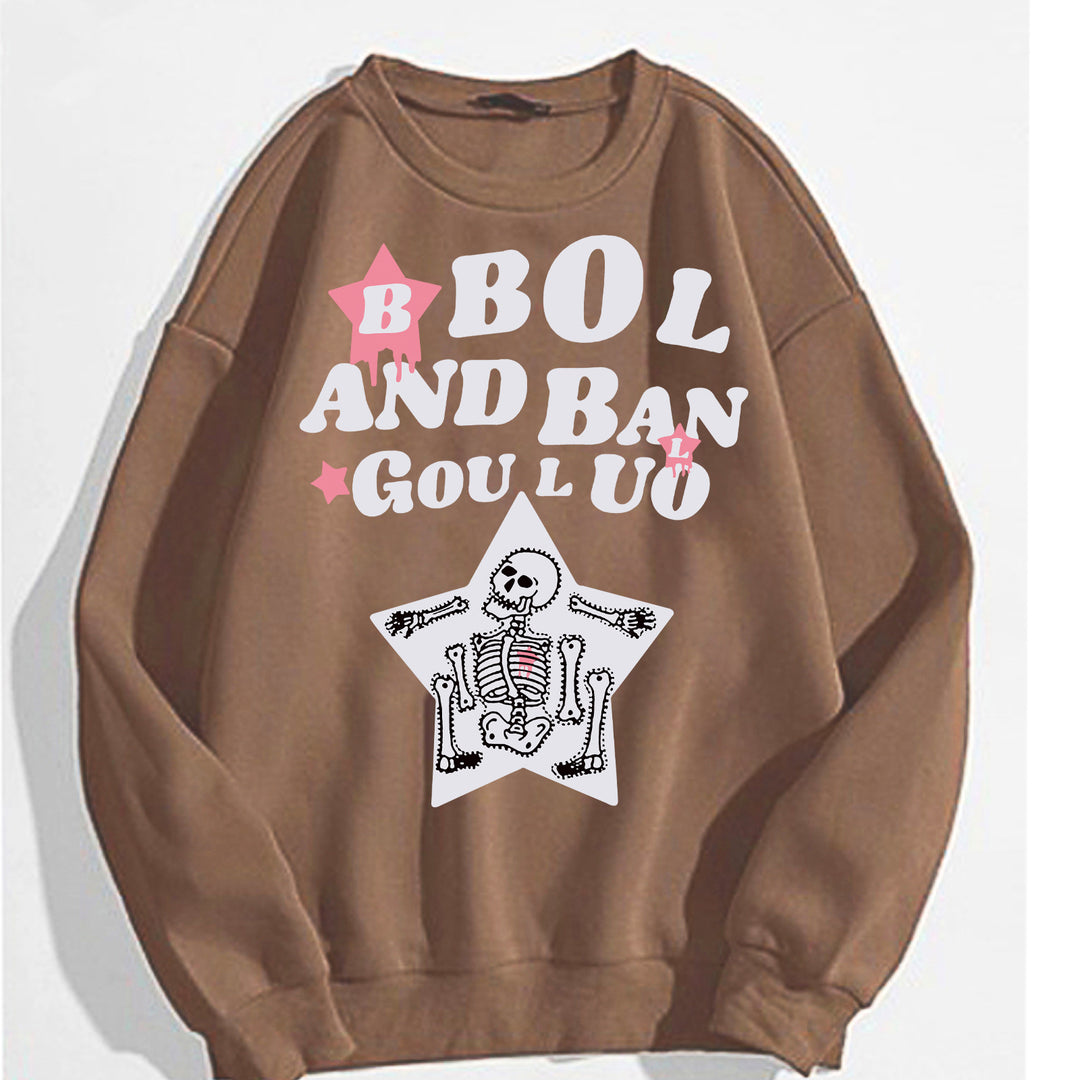 Kvinnors avslappnade sweatshirt med kreativ skelettdesign Mirla-Eva Jonsson