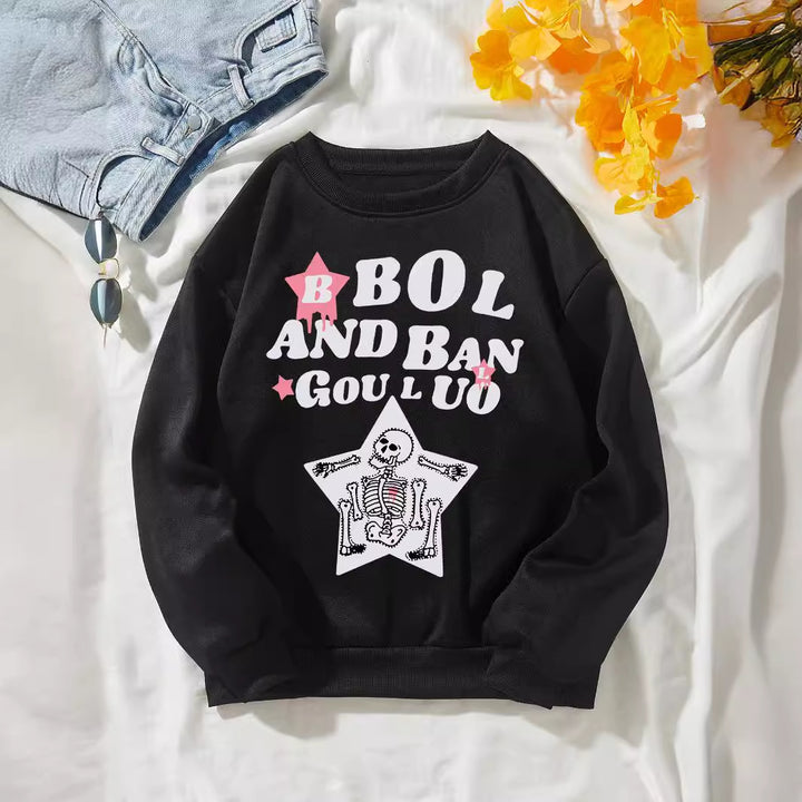 Kvinnors avslappnade sweatshirt med kreativ skelettdesign Mirla-Eva Jonsson