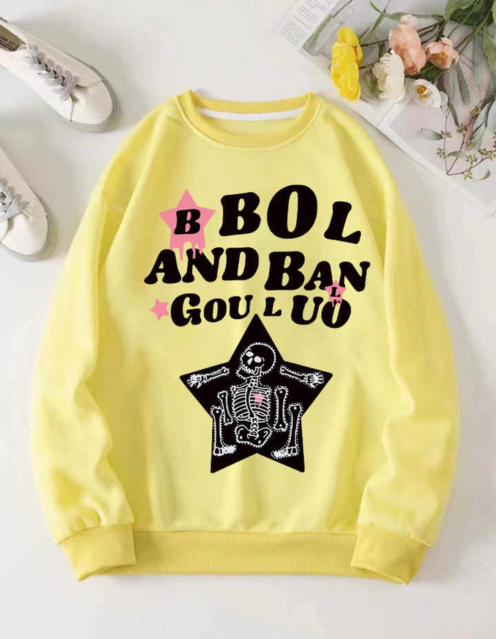 Kvinnors avslappnade sweatshirt med kreativ skelettdesign Mirla-Eva Jonsson